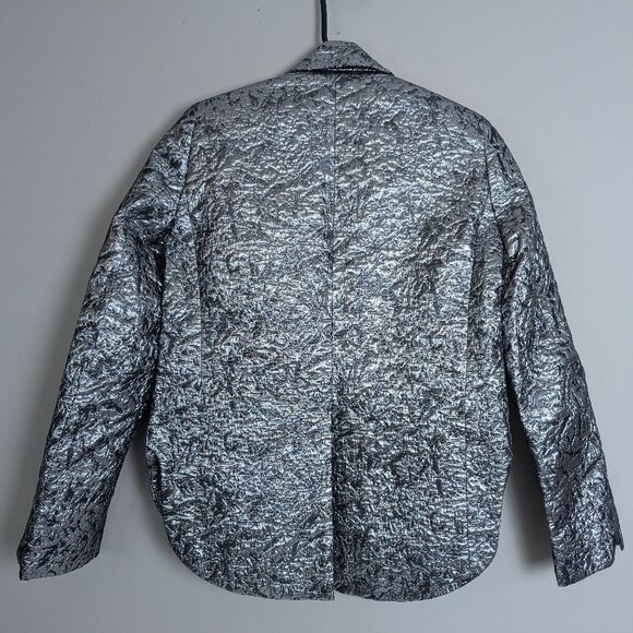 Zadig & Voltaire Vistar Jac Metallic Suit – Silver Foil Blazer + Pants Sz 34/2US - Picture 10 of 16